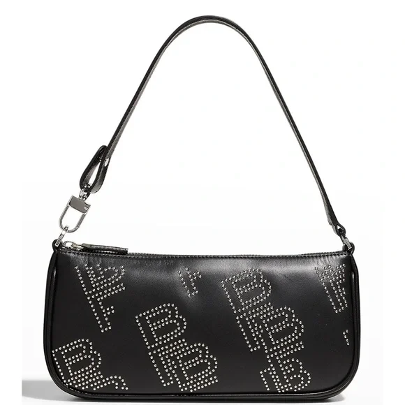 By Far Rachel Black Stud Leather Shoulder Bag - Picture 13 of 16